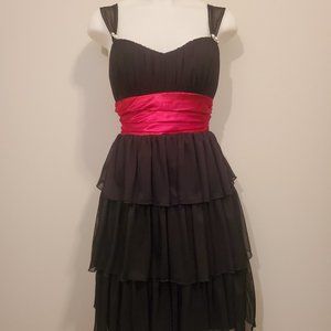Trixxi Size Medium Formal Dress Black Red Rhinestone accent